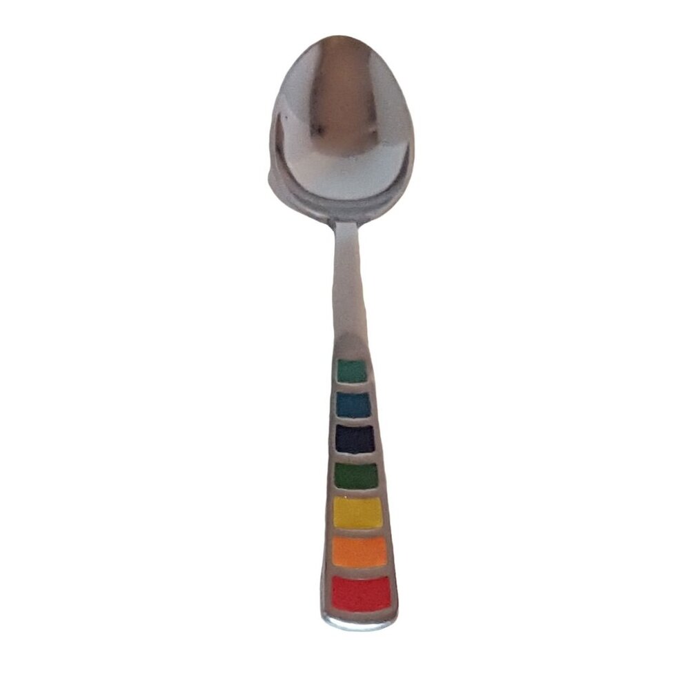 Fiesta MASQUERADE Stainless Homer Laughlin Silverware Flatware Oval Soup Spoon 8